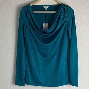 Calvin Klein Turquoise Draped Blouse